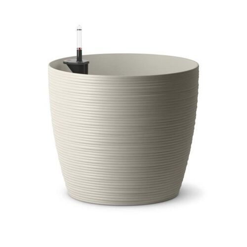 Poetic - Pot De Fleur Casa Cosy Rond Gris Soie - Ø36 X H 31,5 Cm 22,6l Avec Réserve D'eau