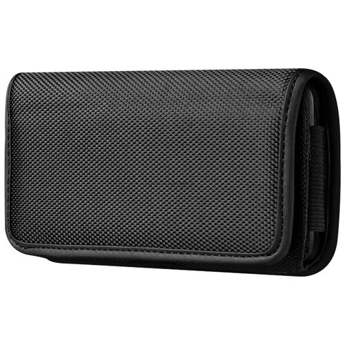 Étui Ceinture Taille XXL Tissu Oxford Clip Solide et Rabat à Scratch Noir