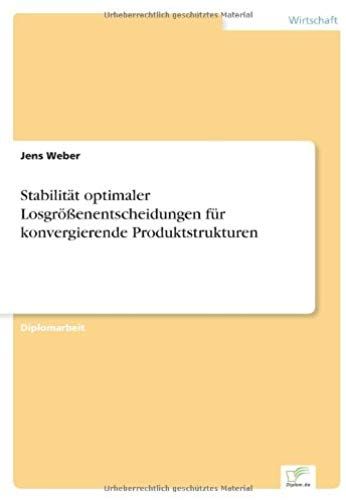 Stabilität Optimaler Losgrößenentscheidungen Für Konvergierende Produktstrukturen