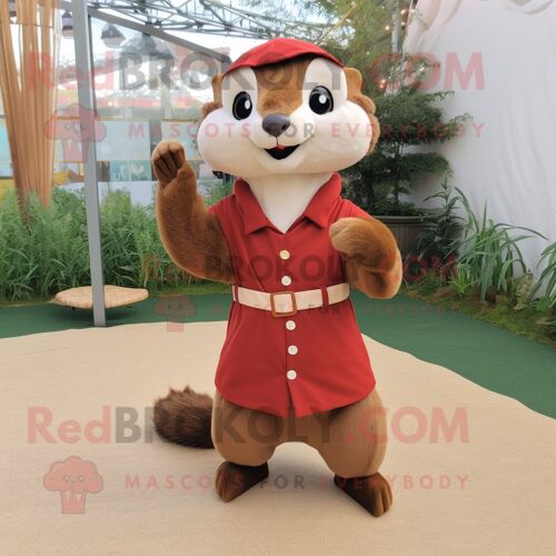 Personnage De Costume De Mascotte Redbrokoly Rust Ferret Habillé D'une Robe A-Line Et De Lacets De Chaussures