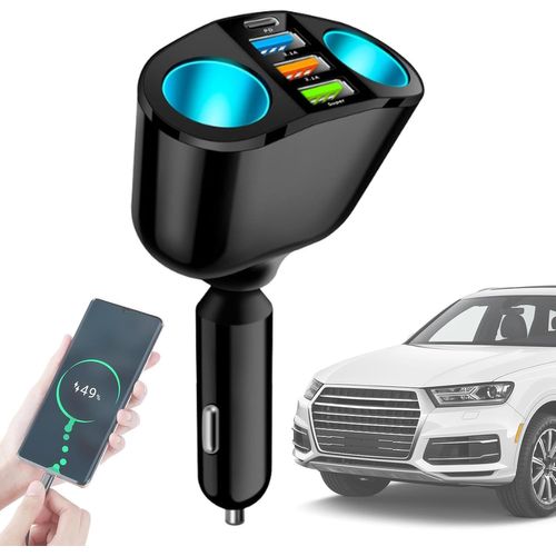 Senior-Chargeur De Voiture 66 W Fast Charging Usb & Type-C Port Car Charger, Usb Expansion Charger Avec Affichage Numérique, 360 Degree Rotatable For Gps Devices, Smartphones, Travel Accessories[L1446]