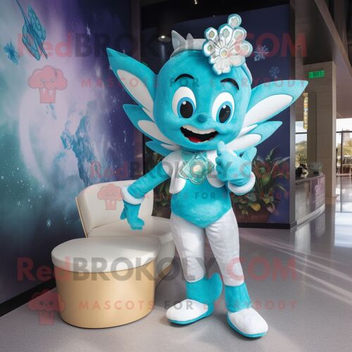 Personnage De Costume De Mascotte Redbrokoly De Fée Des Dents Turquoise Habillé Avec Un Body Et Des Montres