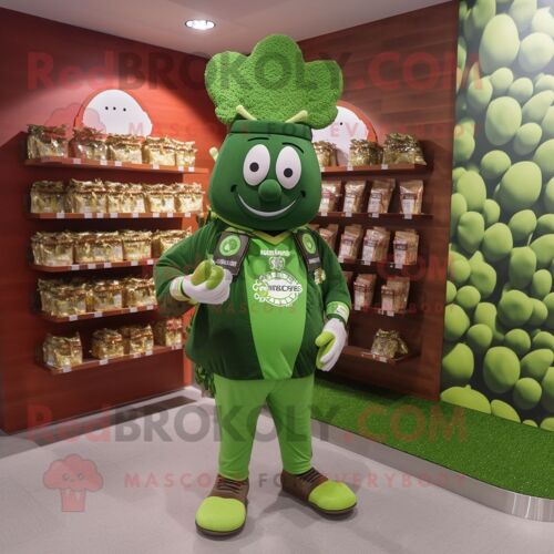 Personnage De Costume De Mascotte Redbrokoly Olive Bunch Of Shamrocks Habillé D'un Jogging Et De Porte-Monnaie