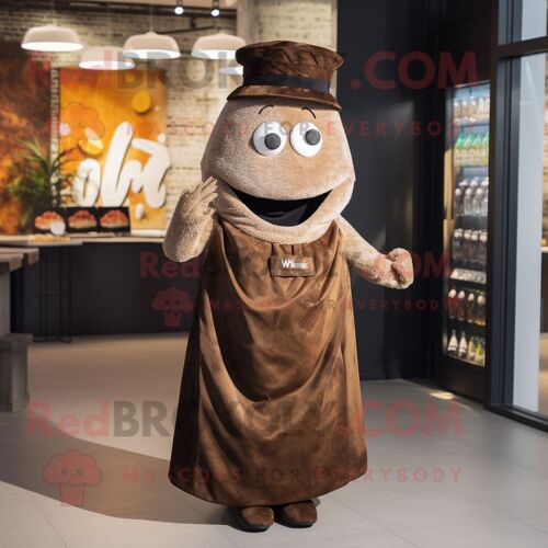 Costume De Mascotte Redbrokoly De Steak Marron Personnage Habillé D'une Robe Maxi Et De Pochettes