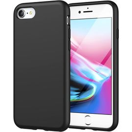 Jetech Coque Silicone Pour Iphone Se 3/2 (Modèle 2022/2020), Iphone 8/7, Protection Complète Du Corps Au Toucher Soyeux, Doublure Douce En Tissu Microfibre (Noir)