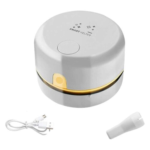 Aspirateur de bureau, mini aspirateur à poussière de table, balayeuse à poussière de table rechargeable, nettoyeur de poussière à main de table-blanc