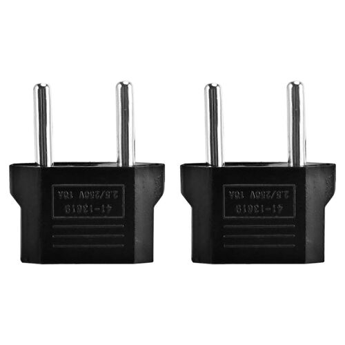 2 x Adaptateur de prise de convertisseur Américain vers Européen Noir