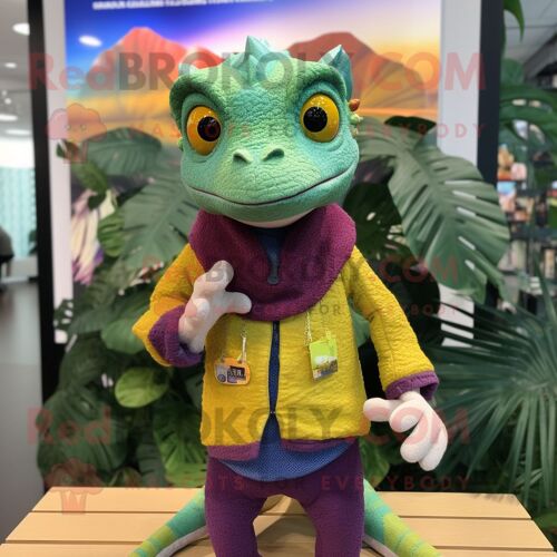 Personnage De Costume De Mascotte Redbrokoly De Geckos Habillé D'un Pull Et De Porte-Clés