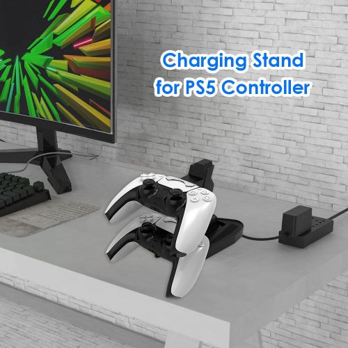 Station De Contrôle De Jeu Portable Anti Poussière Double Chargeur Manette De Jeu Décor De Station D'alimentation Pour Playstation 5 Ps5