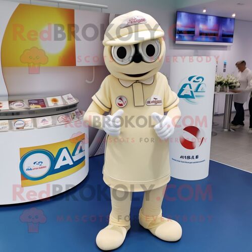 Personnage De Costume De Mascotte Redbrokoly De L'alliance Crème Vêtu D'un Polo Et De Bagues