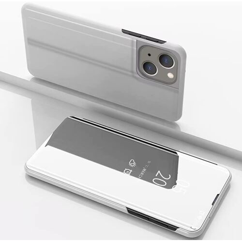 Compatible With Oppo A15 Coque +[2 Pi¿¿Ces] Protection ¿¿Cran Flip Clear Miroir Cover Standing 360¡Ãhousse Antichoc Smart Cover Bumper, Argent