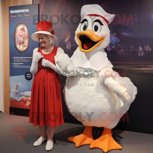Personnage De Costume De Mascotte Redbrokoly De Swan Habillé D'une Culotte Et De Montres