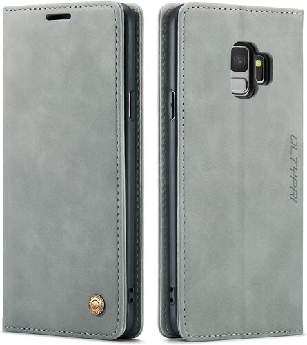 Coque pour Samsung Galaxy S9, Fentes Cartes Cuir PU Vintage Samsung Galaxy S9 - Gris