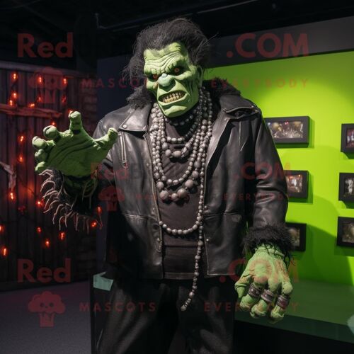 Frankenstein S Monster Costume De Mascotte Redbrokoly Personnage Habillé Avec Une Veste En Cuir Et Des Colliers