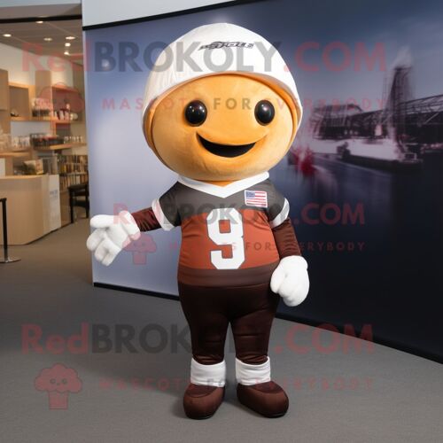 Personnage De Costume De Mascotte Redbrokoly De Casque De Football Américain Habillé Avec Un Pantalon De Costume Et Des Bonnets