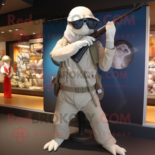 Personnage De Costume De Mascotte Redbrokoly Sniper Habillé D'un Pantacourt Et De Broches