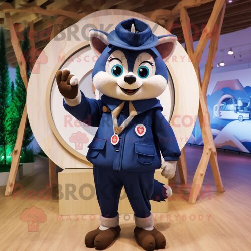 Personnage De Costume De Mascotte Redbrokoly Navy Arrow Of Love Habillé D'une Parka Et De Bagues