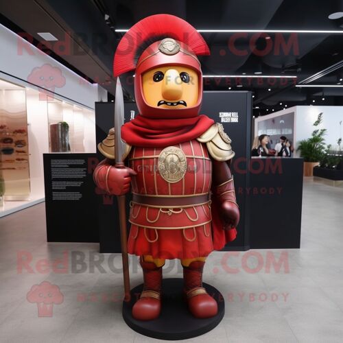 Personnage De Costume De Mascotte Redbrokoly De Soldat Romain Rouge Habillé D'un Pantalon De Costume Et De Porte-Clés
