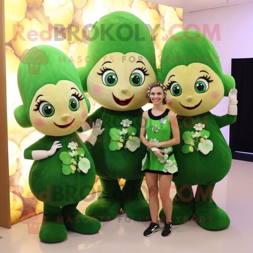 Personnage De Costume De Mascotte Redbrokoly Olive Bunch Of Shamrocks Habillé D'une Mini Robe Et De Porte-Monnaie