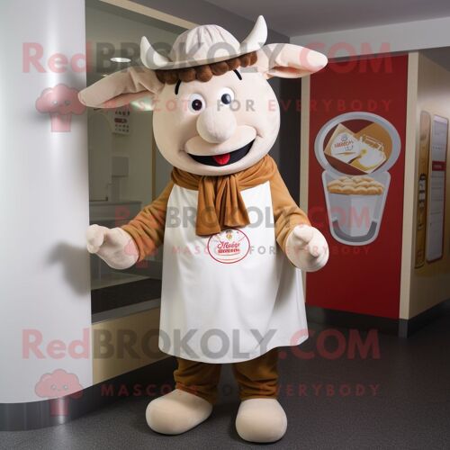 Personnage De Costume De Mascotte Redbrokoly De B?uf Crème Stroganoff Habillé D'une Combinaison Et De Bonnets