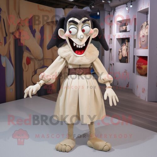 Mascotte Redbrokoly De Personnage De Vampire Beige Habillé D'une Culotte Et De Bandeaux