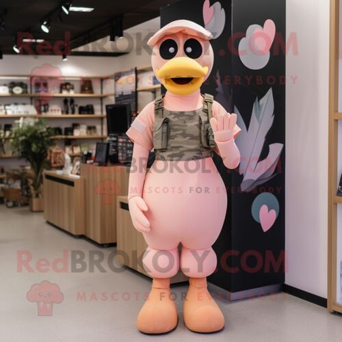 Personnage De Costume De Mascotte Redbrokoly Peach Air Force Soldier Habillé D'une Robe Midi Et De Coussinets Pour Les Pieds