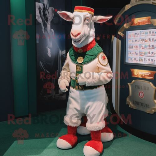 Boer Goat Personnage De Costume De Mascotte Redbrokoly Habillé Avec Un Col Roulé Et Des Porte-Monnaie