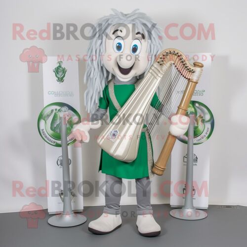 Mascotte Redbrokoly De Harpe Celtique Argentée Habillée D'un Jogging Et De Cravates
