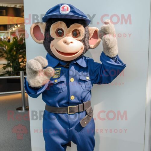 Costume De Mascotte Redbrokoly De Singe De La Marine Personnage Habillé D'un Bermuda Et De Gants