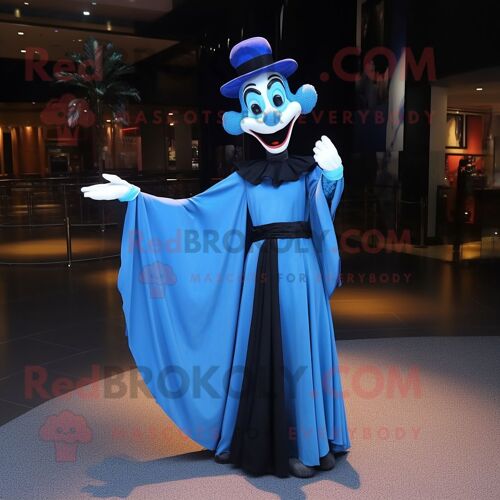 Personnage De Costume De Mascotte Redbrokoly De Mime Bleu Habillé D'une Robe De Soirée Et De Châles