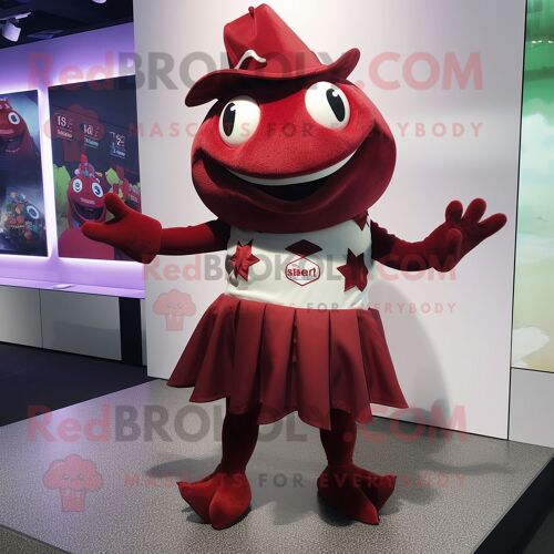 Personnage De Costume De Mascotte Redbrokoly De Grenouille Marron Habillé D'une Mini Jupe Et De Bonnets