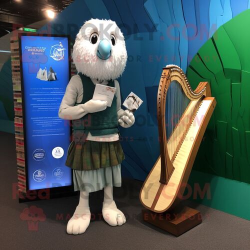 Mascotte Redbrokoly De Harpe Celtique Argentée Habillée D'un Polo Et De Portefeuilles