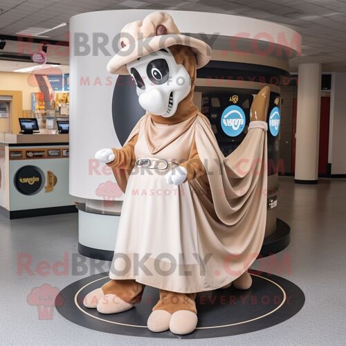 Personnage De Costume De Mascotte Redbrokoly De Fer À Cheval Beige Vêtu D'une Jupe Circulaire Et De Bracelets De Cheville