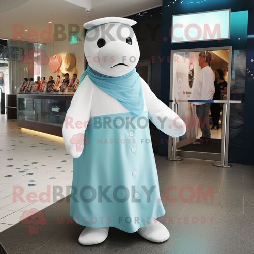 Personnage De Costume De Mascotte Redbrokoly White Stellar S Sea Cow Habillé D'une Robe Portefeuille Et De Bérets