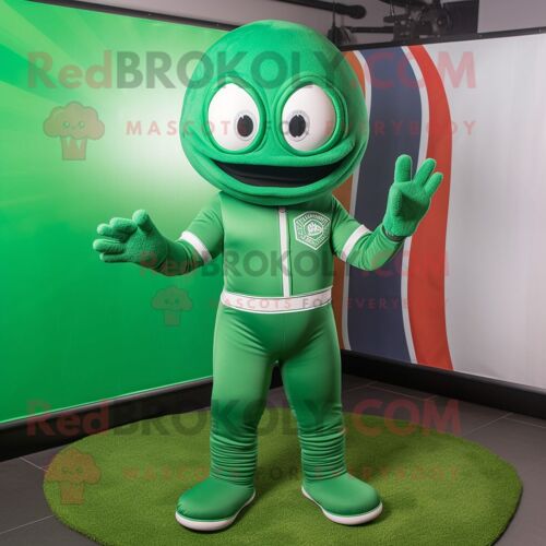 Personnage De Costume De Mascotte Redbrokoly De Casque De Football Américain Vert Habillé D'un Pantalon De Yoga Et De Casquettes
