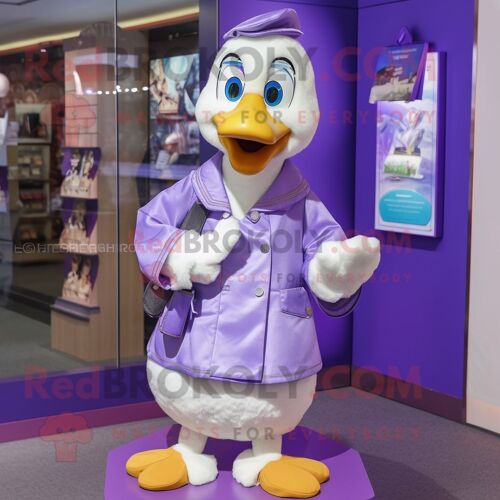 Personnage De Costume De Mascotte Redbrokoly D'oies Violettes Habillé D'un Chemisier Et De Porte-Clés