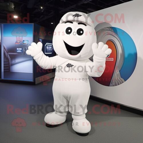 Mascotte Redbrokoly De Personnage De Glace Blanche Habillée D'un Costume Et De Lacets