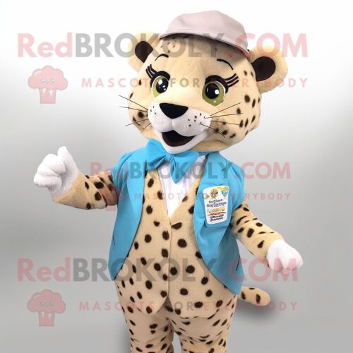 Costume Mascotte Redbrokoly Léopard Personnage Habillé D'une Robe Et Pochettes