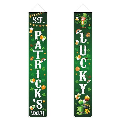 Bannière de porte de la Saint-Patrick ¿ Décoration durable en forme de trèfle pour fête irlandaise ¿ Décoration intérieure/extérieure