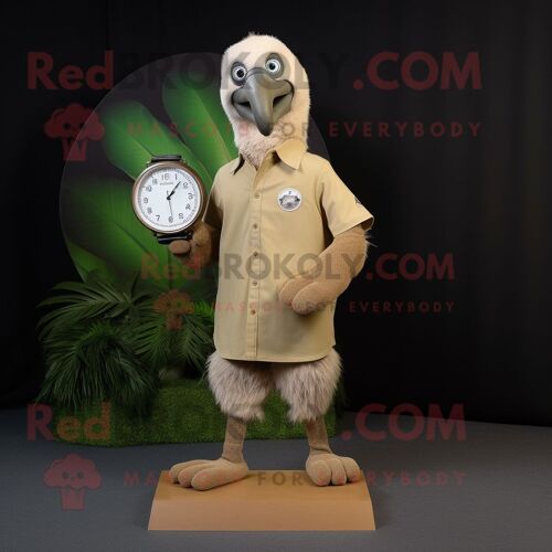 Costume De Mascotte Redbrokoly Kiwi Beige Personnage Habillé Avec Un T-Shirt Henley Et Des Montres Bracelet