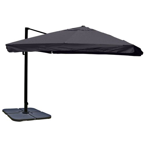 Parasol Déporté 3×4 M (5 M) Toile Polyester Anthracite Structure Aluminium/Acier Avec Pied Rotatif Volant (Flap) 04_0007955