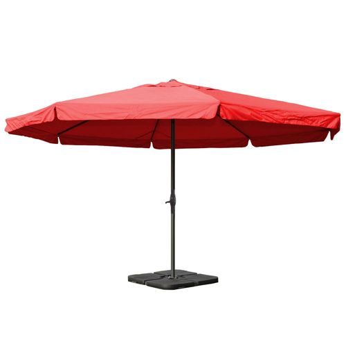 Parasol De Terrasse 5 M Voile Bordée + Pied Polyester Bordeaux & Structure Alu 04_0008022