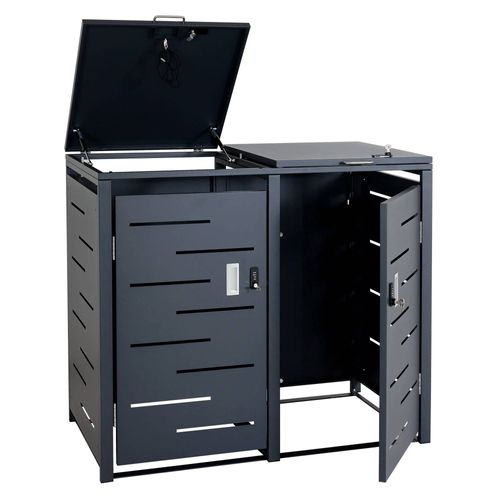 Abri Pour 2 Poubelles Jusqu'à 120 L Structure En Acier Anthracite 103x115x63 Cm 04_0008224