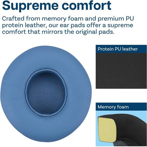 KALANKA-Remplacement Coussinets d'oreille pour Beats Solo 4 Wireless Casque par - Memory Foam et Protein PU Coussinet Casque \u2013 Coussinets de Rechange \u2013 Bleu