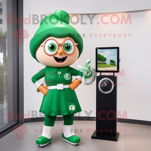 Personnage De Costume De Mascotte Redbrokoly De Drapeau Irlandais Vert Forêt Vêtu D'une Robe Droite Et De Montres Intelligentes