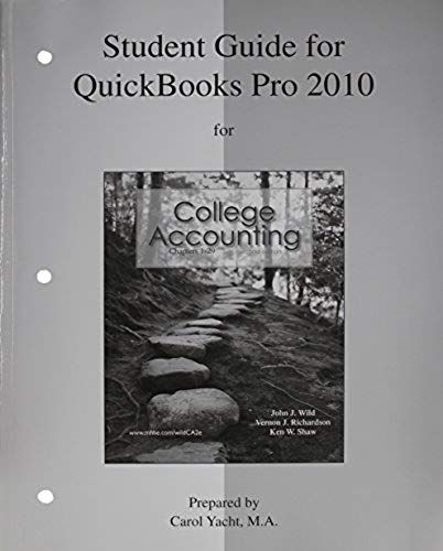 Mp: Student Guide For Quickbooks Pro 2010 With Edu Ver. Software And Templates For College Accounting
