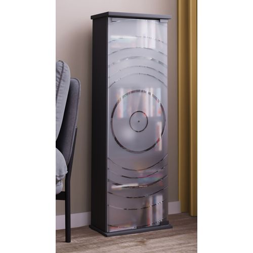 Vcm Bois,Cd,Dvd,Stand,Étagère,Armoire,Rangement,Étagère Sur Pied,Support,Porte Vitrée,Tilano,M