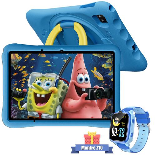 Tablette Tactile Enfants OSCAL Pad 60 Kids 10.1" RAM 12Go ROM 128Go-SD 512Go, Android 15 5100 mAh WiFi 6 Avec Montre Z10 Bleu