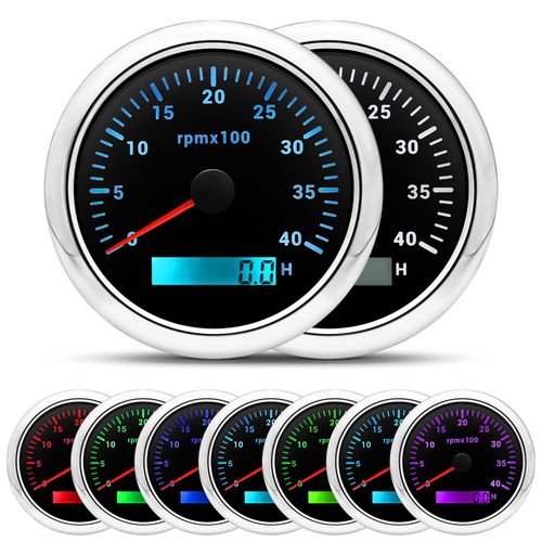 Tachymètre Numérique avec Écran LCD,Rétro-Éclairé,7 Couleurs,85mm,3000/4000/6000 RPM,pour Voiture,Bateau,Yacht -4000rpm-BS