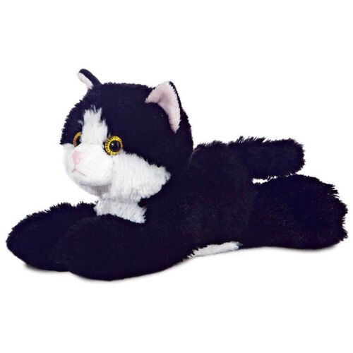 Peluche Mini Flopsie Chat Noir Et Blanc - 20 Cm